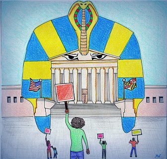 rentcourt-003 art depicting MD court as the Pharaoh