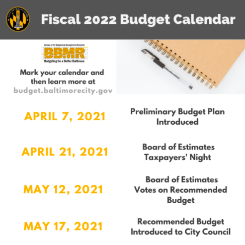 Baltimore Fiscal 22 Budget Calendar